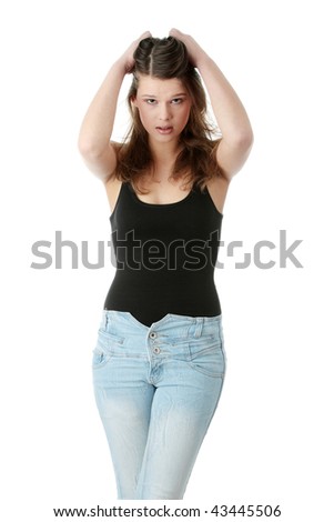 Woman portrait isolated over a white background