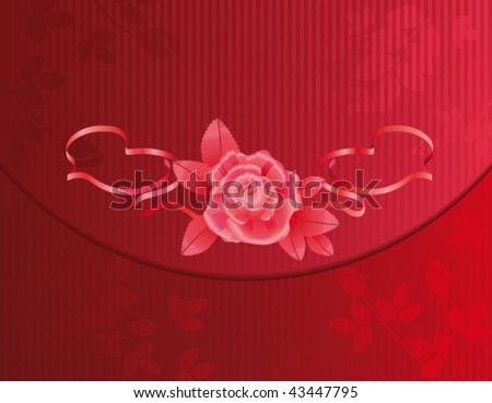 Valentine background with rose and ribbon.