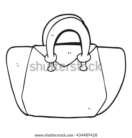 freehand drawn black and white cartoon handbag