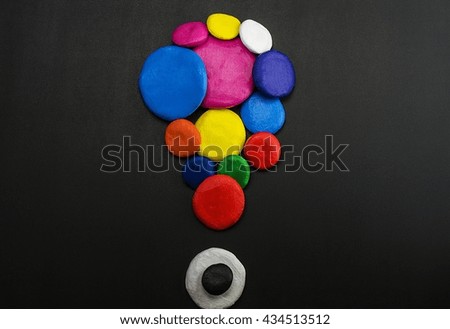 Exclamation mark, inlaid with colored stones