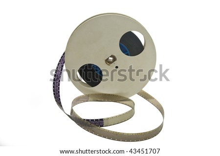 Old film reel with film Isolated on white