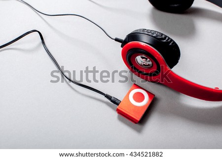  Audio Headphones with Cord on Grey Background