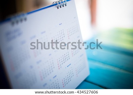 Blurred calendar page blue tone Royalty-Free Stock Photo #434527606