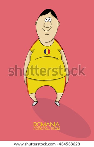 Cartoon football player in  national team colors of Romania