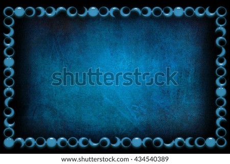 A modern decorative blue glass frame with a textured background. Blue and black colors