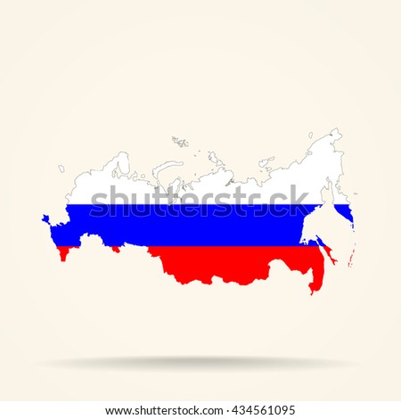 Map of Russia in Russia flag colors