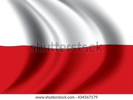 Vector Poland flag blowing in the wind. Background texture.