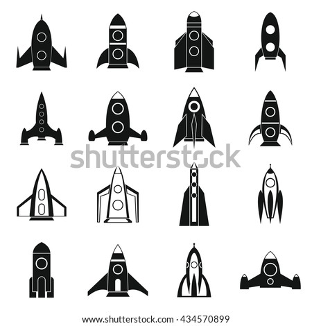 Space ship icons set. Simple illustration of space ship vector icons isolated on white background. Spacecraft set