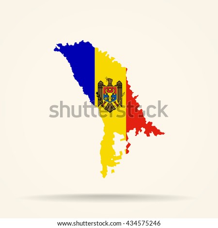 Map of Moldova in Moldova flag colors