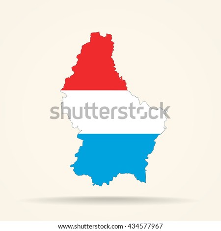 Map of Luxembourg in Luxembourg flag colors