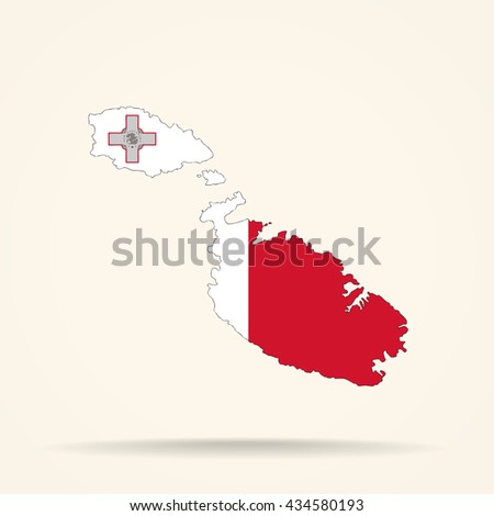 Map of Malta in Malta flag colors