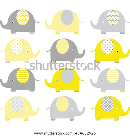Yellow and Grey Cute Elephant 