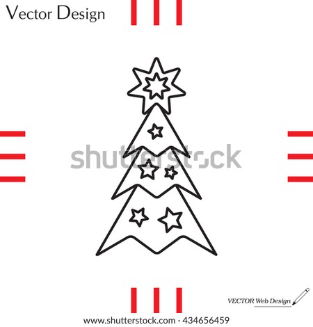 Fir tree vector line icon.