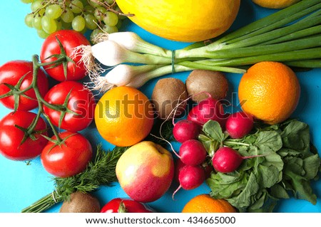 Fruits and vegetables from above