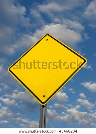          Blank, yellow, diamond shaped yield sign