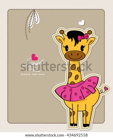 Baby ballerina / little giraffe wearing a pink skirt