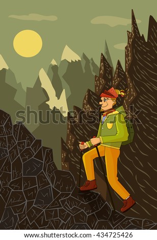 climber rises on the mountain, Mountain Climbing