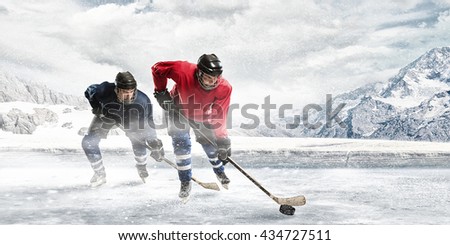 Playing hockey game