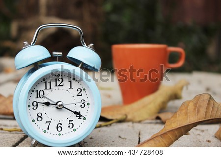 Alarm clock, vintage blur background