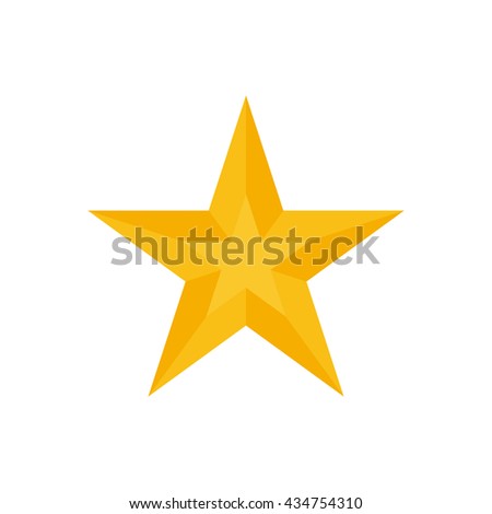 Isolated yellow jewel with a star shape on a white background