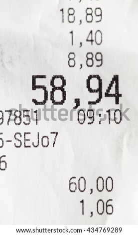 Polish sales receipt isolated on white background