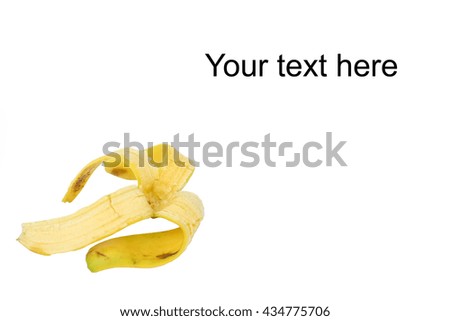 Bananas skin isolated on white background with space for text