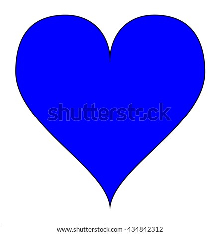 Simple blue heart, isolated over a white background. Illustration.