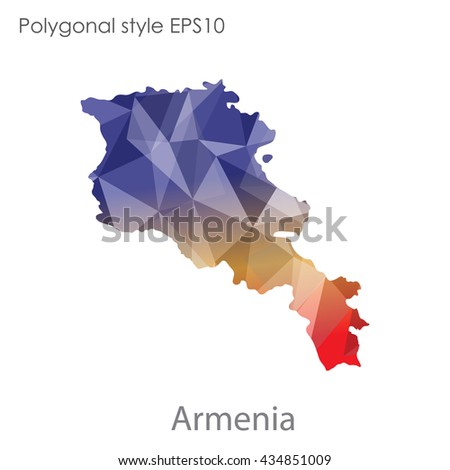 Armenia map in geometric polygonal style.Abstract gems triangle,modern design background.Vector illustration EPS10