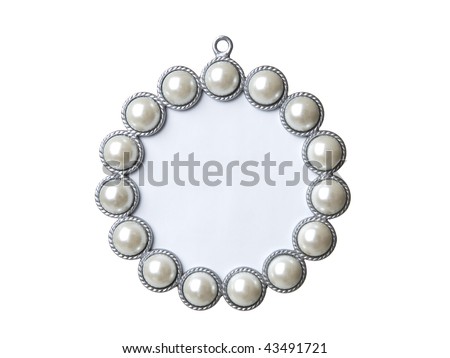 Pearl picture frame on pure white background