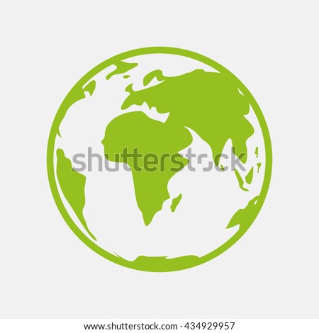 Green icon of Globe on Light Gray background. Eps-10.