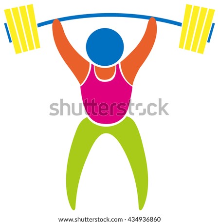 Colored sport icon for weightlifting illustration