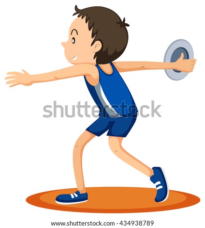 Man athlete throwing discus illustration