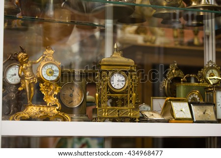 Antiques, clocks, jewelry boxes, figurines