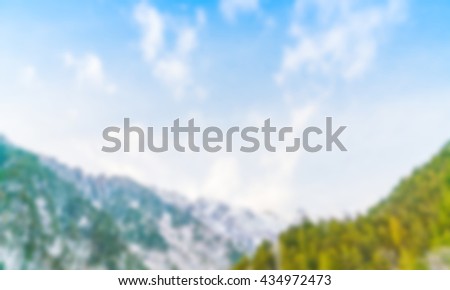 Abstract blur Japan Winter mountain with snow covered