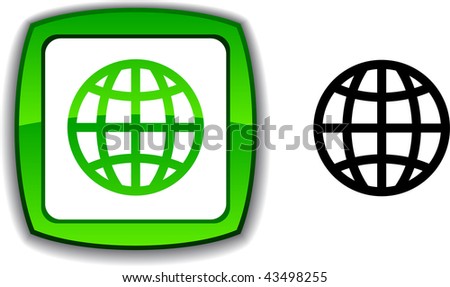 Earth   realistic button. Vector illustration.