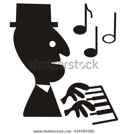 pianist, vector silhouette of man, black silhouette