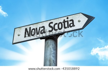 Nova Scotia direction sign in a concept image