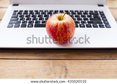 Work place at home on wood table background.
