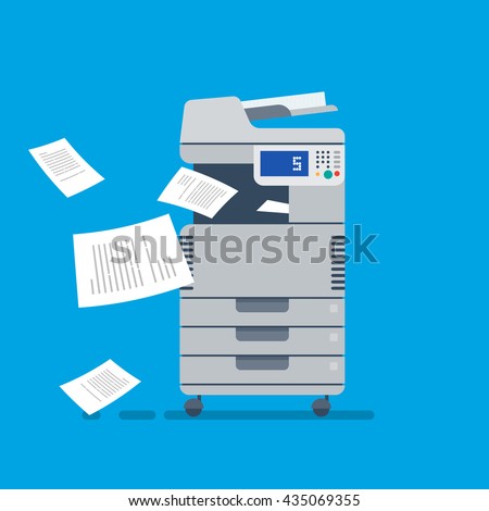 Office Multi-function Printer  scanner.  Isolated Flat Vector Illustration Royalty-Free Stock Photo #435069355