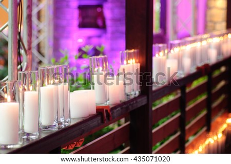 Row of candles.Wedding designer decoration.