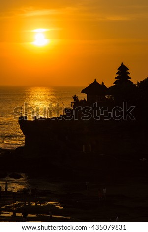 Tanah Lot Temple at sunset in Bali Island Indonesia.