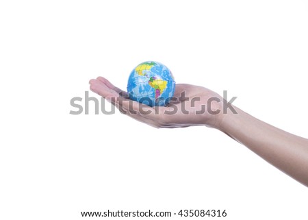 Earth planet in female hand
