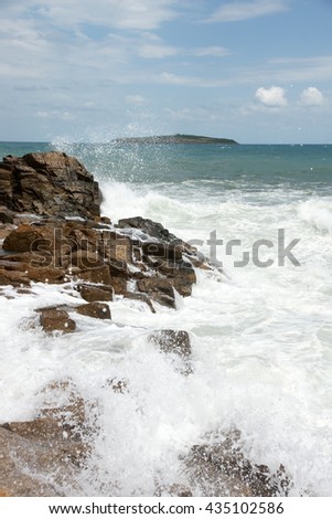 rocks and wave