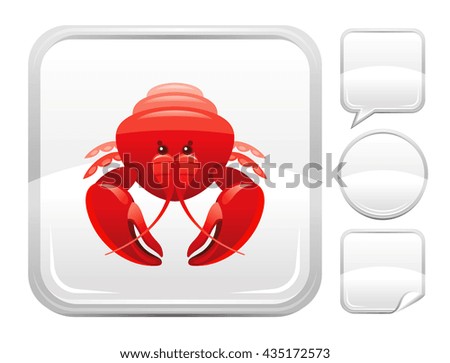 Sea beach and travel icon with cancer on square background and other blank button forms - speaking bubble, circle, sticker