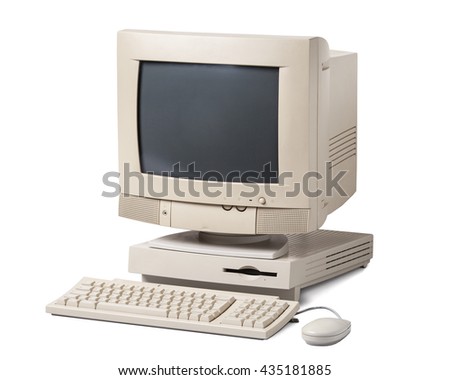 Old personal computer isolated on white background Royalty-Free Stock Photo #435181885