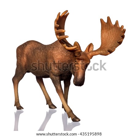Beautiful collectible figure of an elk on white background.