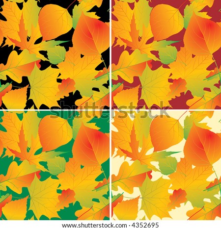 Four versions of vector foliage background (seamless patterns)