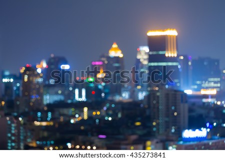 Abstract background, blurred light night view city business downtown