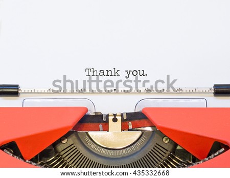 close up image of typewriter with paper sheet and the phrase: Thank you. copy space for your text. retro filtered