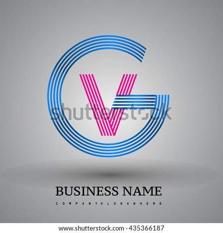 Letter GV or VG linked logo design circle G shape. Elegant blue and red colored, symbol for your business name or company identity.
